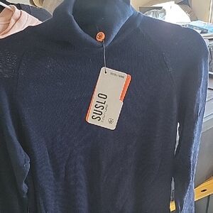 Suslo Couture Men's Navy Turtleneck Sweater